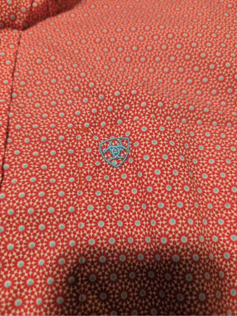 Ariat Men's Fitted Short Sleeve Button-Up Shirt Large Red Floral Print